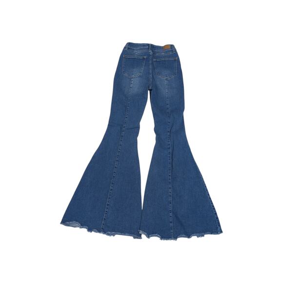 Judy Blue Super Flare Jeans Raw Hem Bell Bottoms Womens 26 Denim Medium Wash - Picture 3 of 5